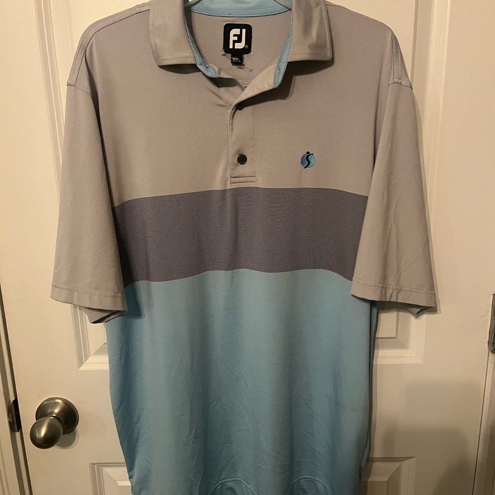 FootJoy Men's Polo in Light Gray and Sky Blue